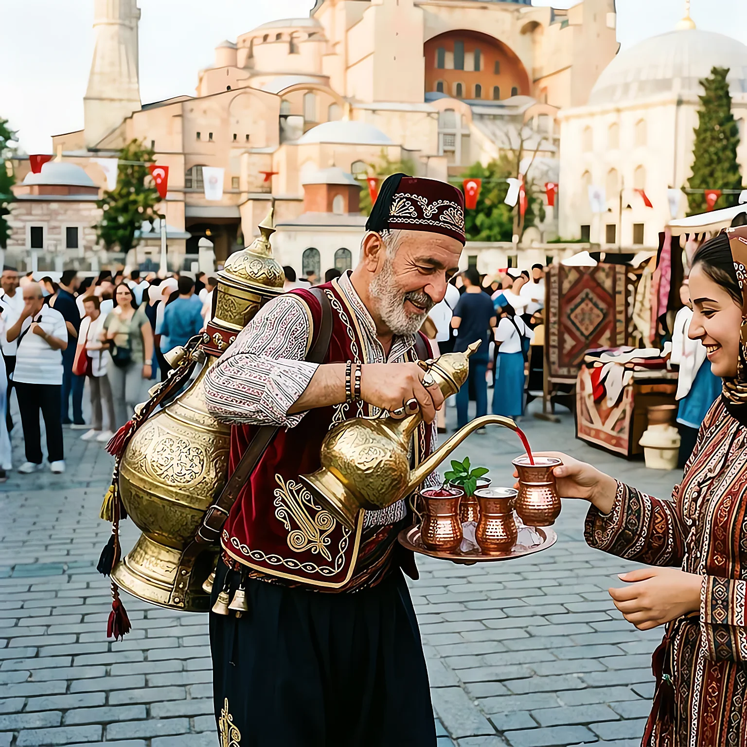 Geleneksel ibrikle hayır şerbeti ikramı