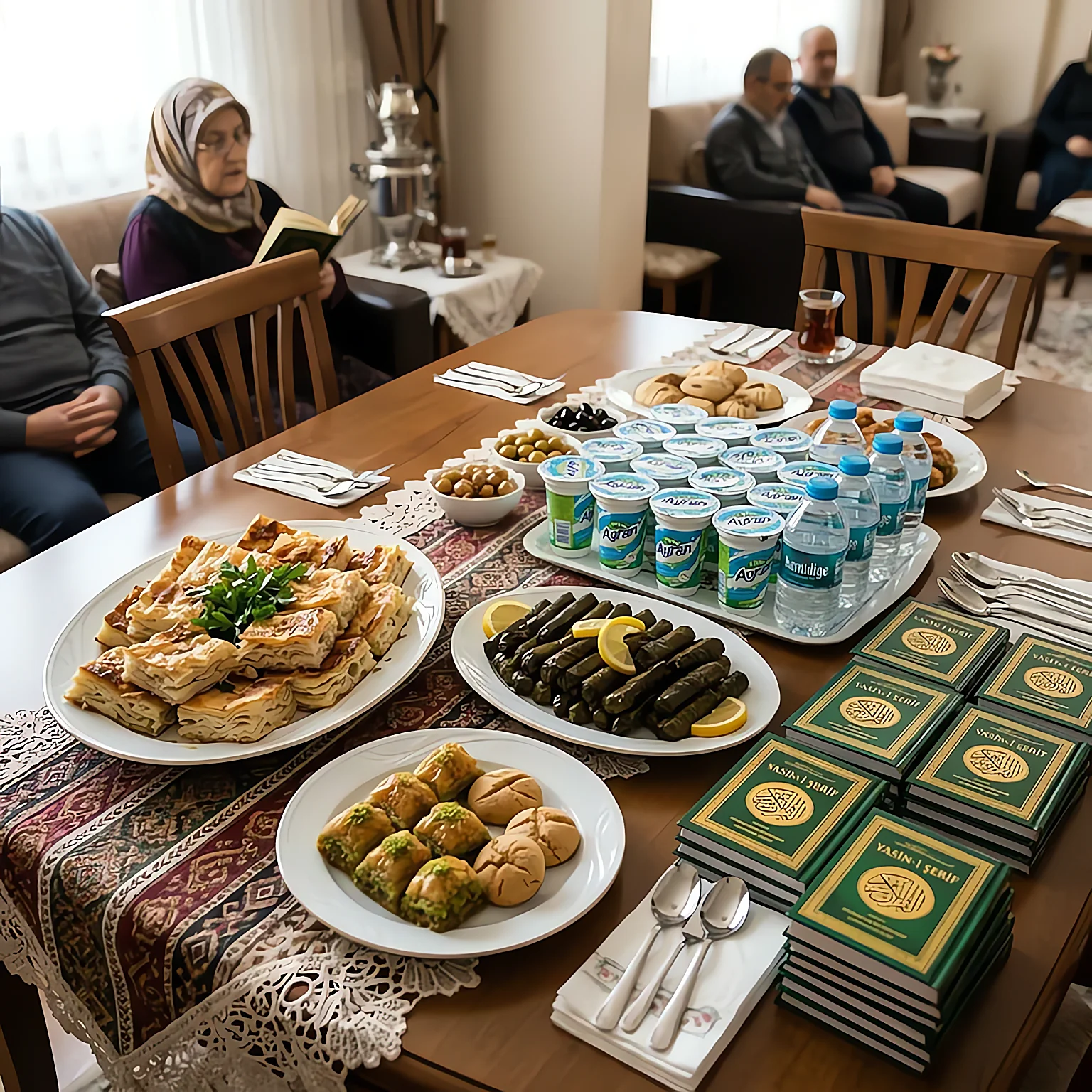 Su böreği, yaprak sarması ve baklavalı mevlit ikramı