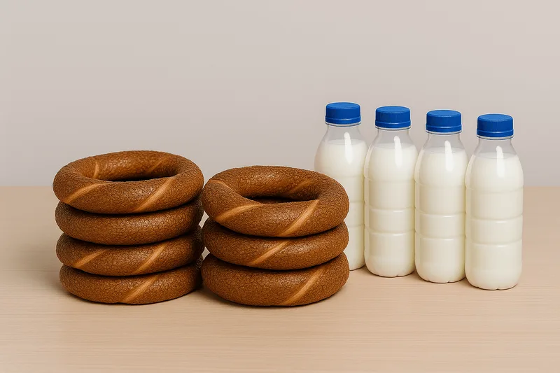 Plastik bardaklarda ayran ve yanında servis edilen taze simitler